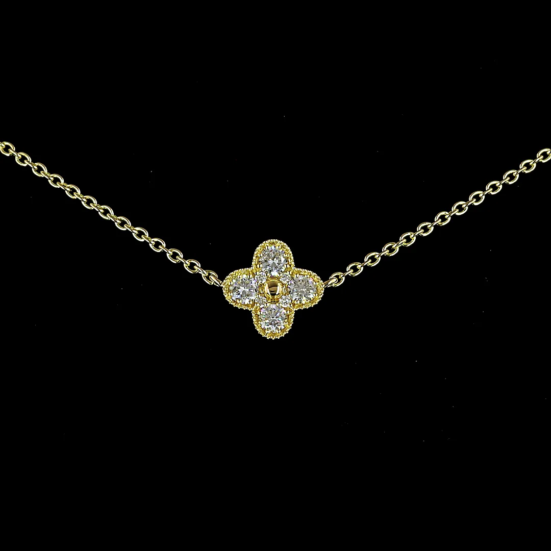 1.75 Cts 18k Yellow Gold Round Shape Station Necklace - Image 3