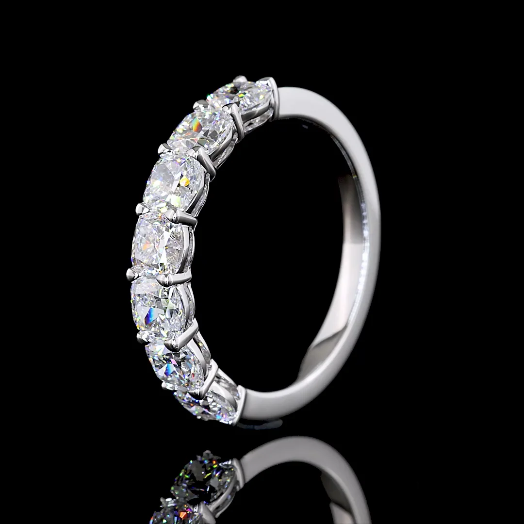 2.1 Cts 14k White Gold Square Cushion Brilliant Shape 7 Stones Eternity Band - Image 4