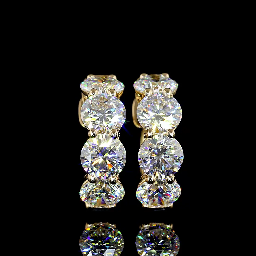 4.98 Cts 14k Yellow Gold Round Shape Huggies Earring - Image 3