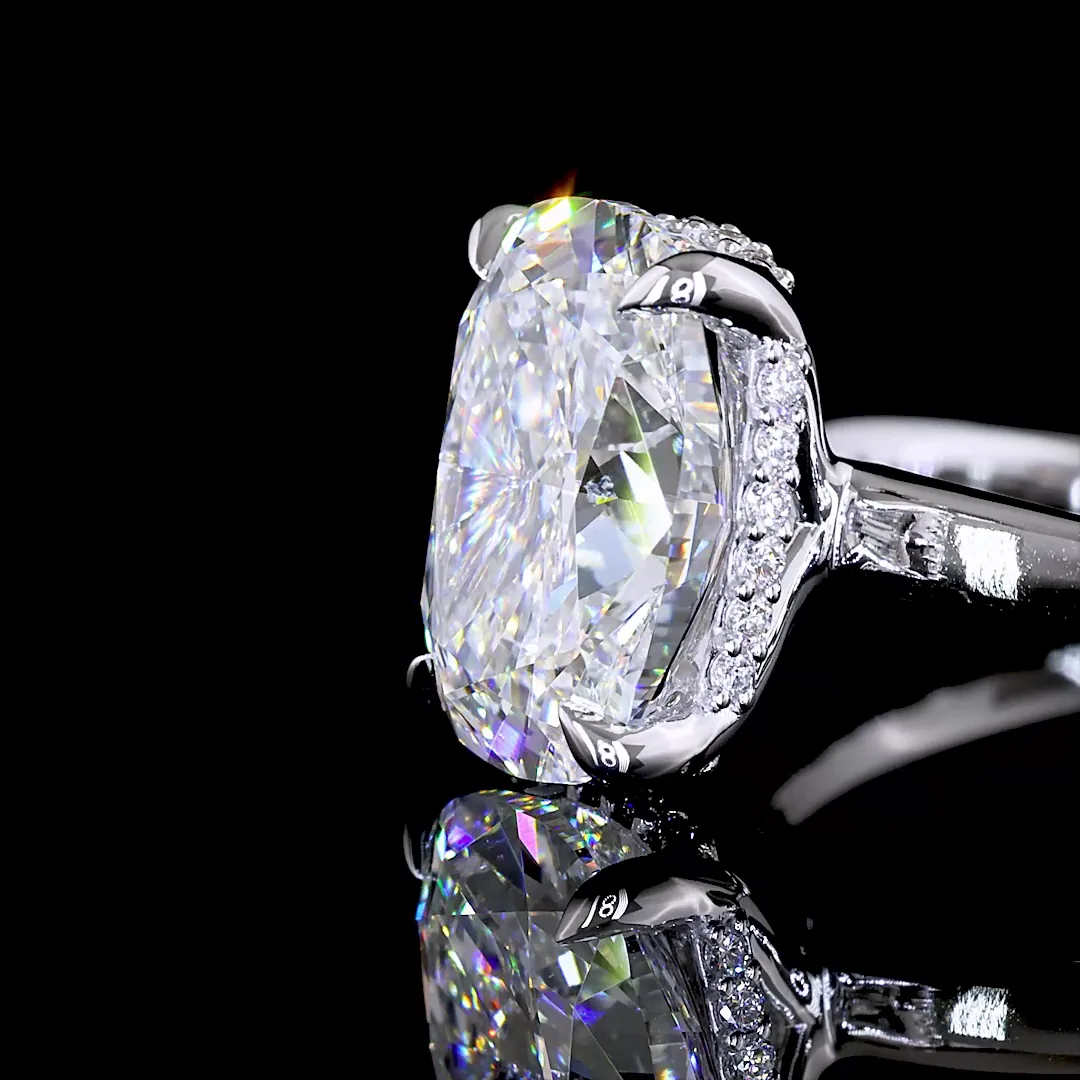 3.19 Cts 14k White Gold Cushion Brilliant Shape Hidden Halo Ring - Image 2