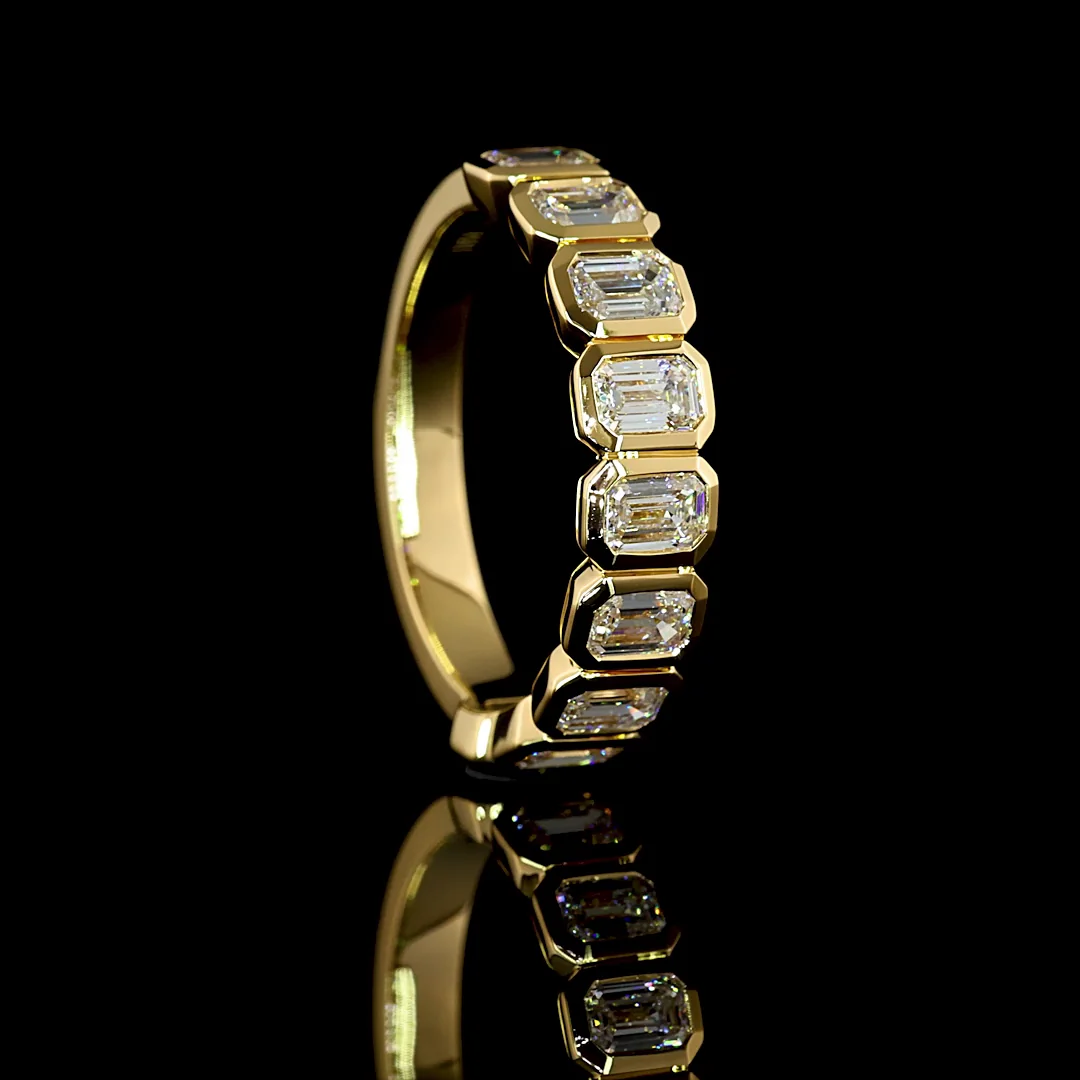 1.34 Cts 18k Yellow Gold Emerald Shape Half Eternity Eternity Band - Image 2