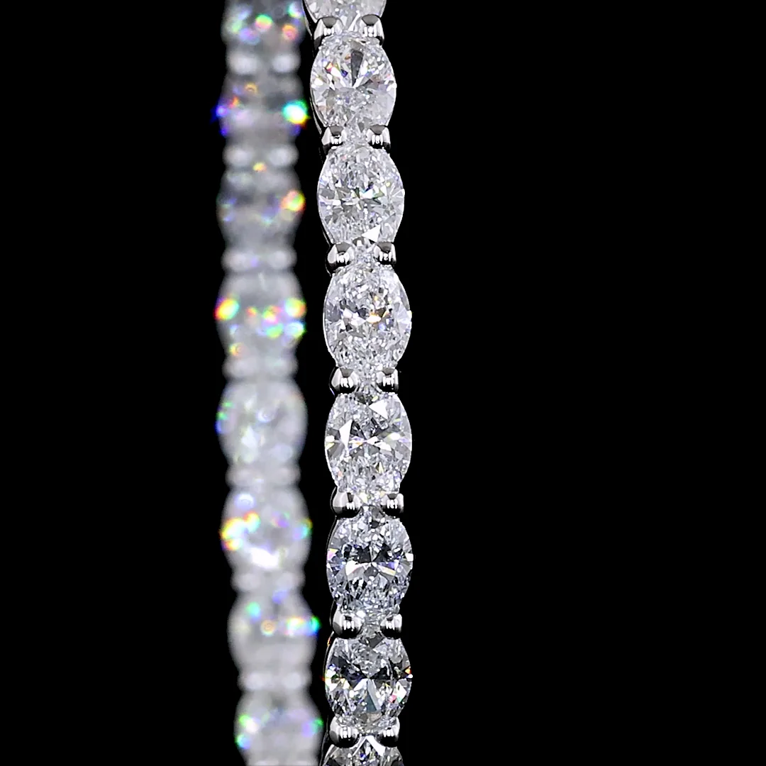 2.82 Cts 14k White Gold Oval Shape Hoops Earring - Image 3