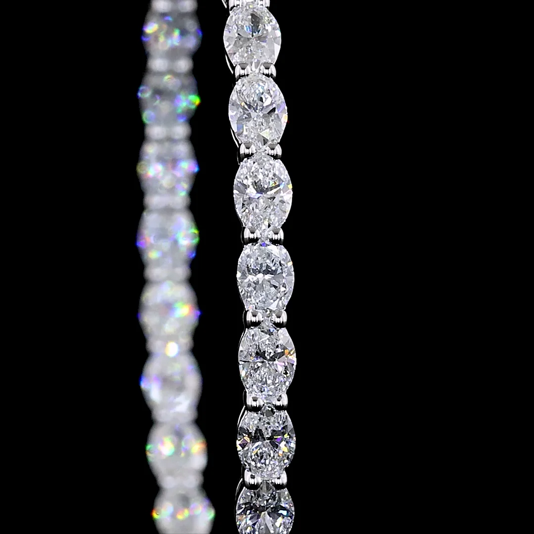 3.87 Cts 14k White Gold Oval Shape Hoops Earring - Image 3