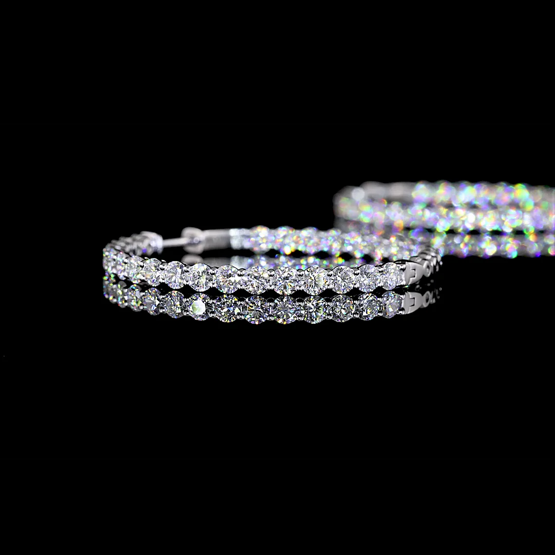 7.35 Cts 14k White Gold Round Shape Hoops Earring - Image 4