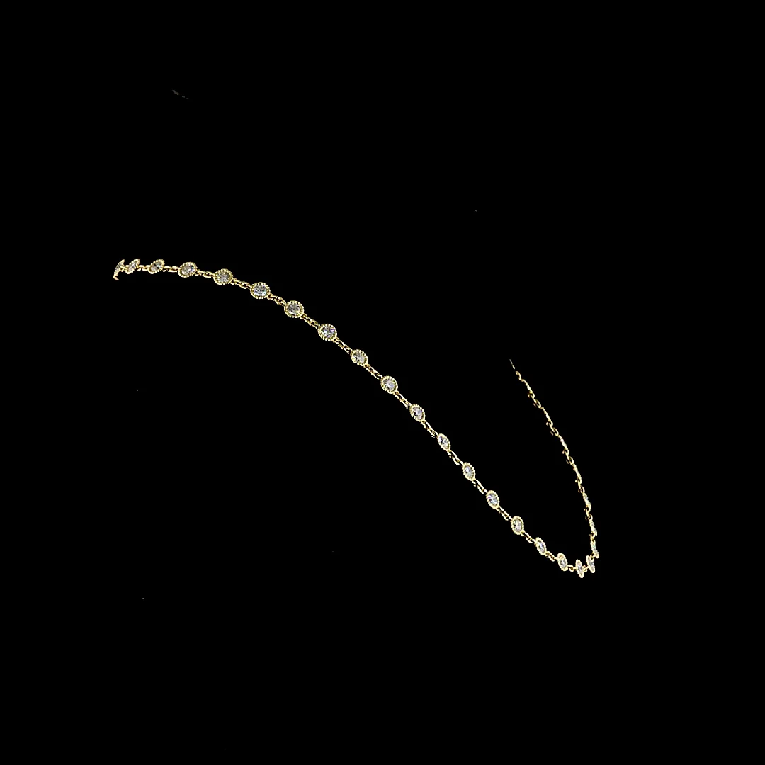5.88 Cts 14k Yellow Gold Round Shape Station Necklace - Image 3
