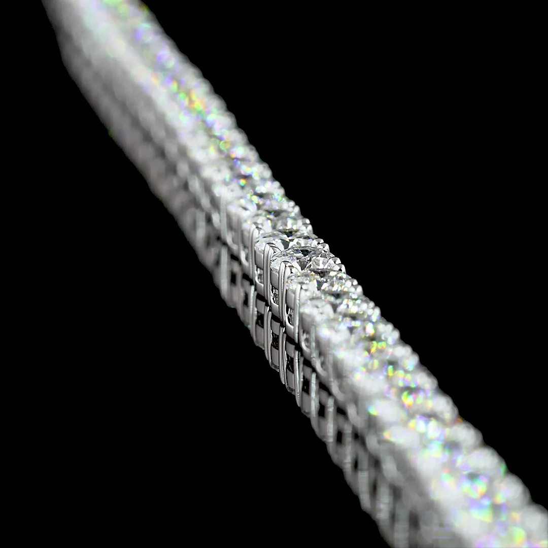 13.76 Cts 14k White Gold Round Shape Tennis Necklace - Image 2