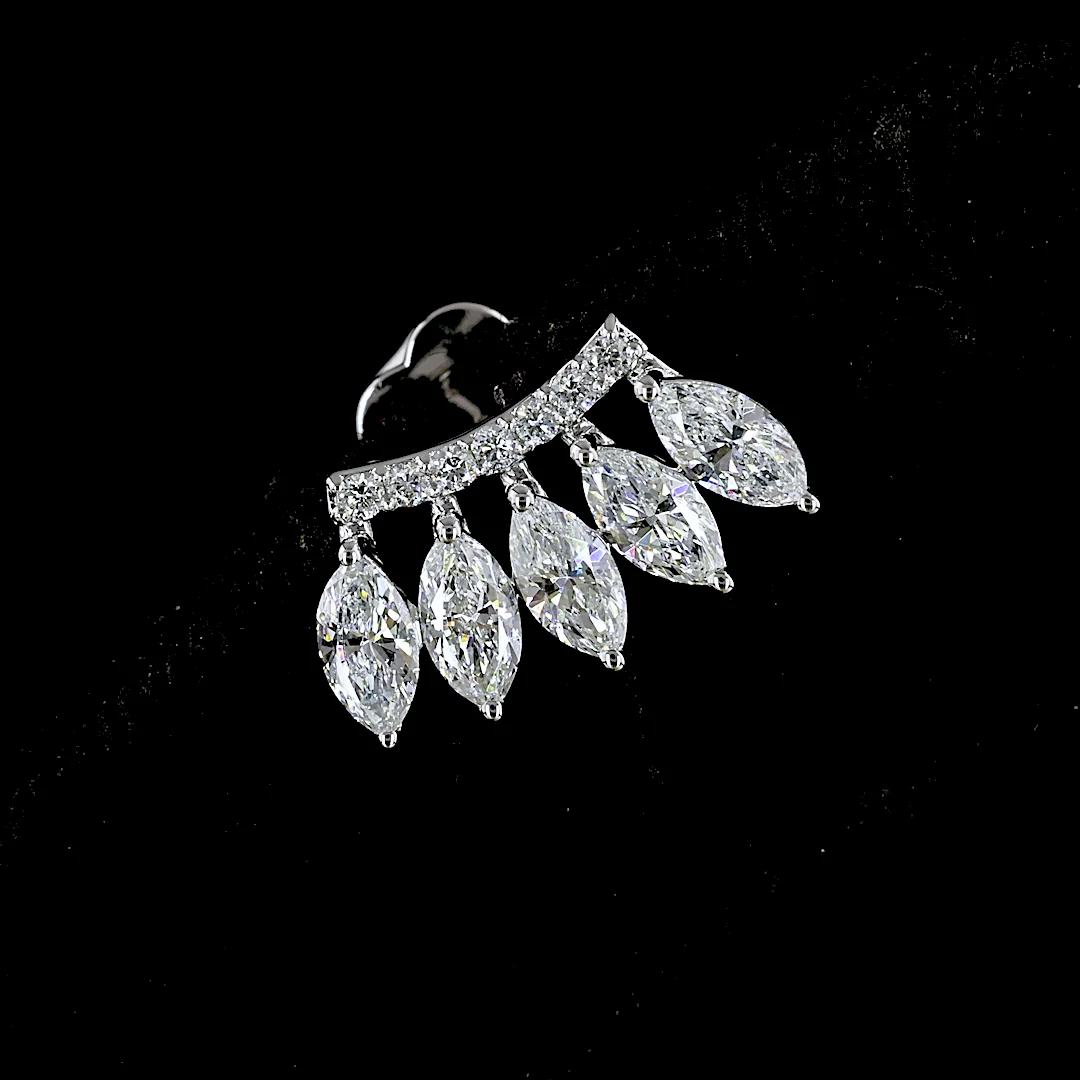 1.27 Cts 14k White Gold Marquise Shape Crawler Earring - Image 3