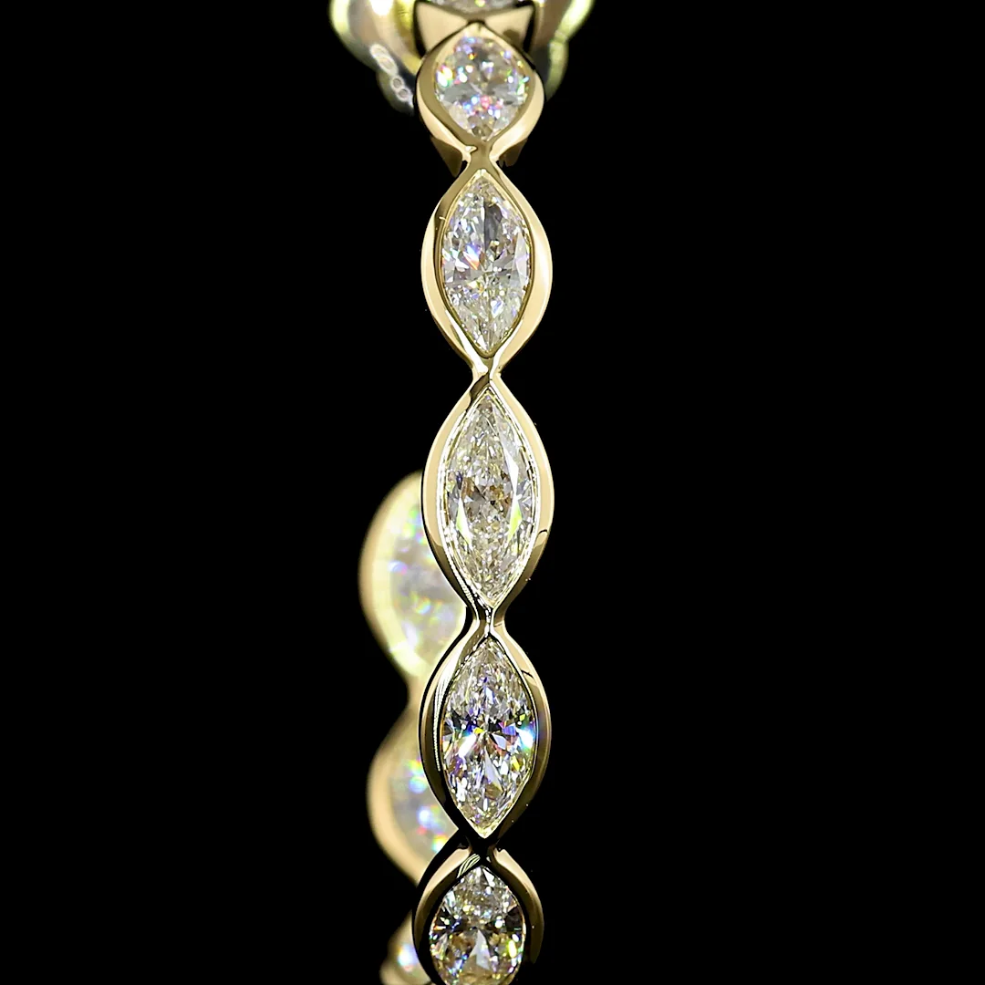 3.13 Cts 14k Yellow Gold Marquise Shape C Hoops Earring - Image 3