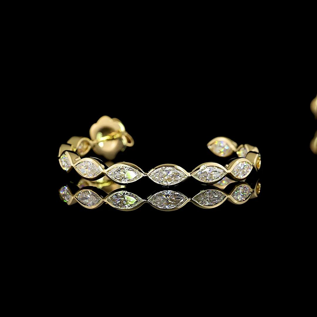 3.13 Cts 14k Yellow Gold Marquise Shape C Hoops Earring - Image 4