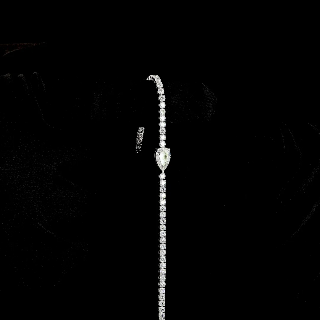 4.56 Cts 14k White Gold Pear Shape Station Line Tennis Bracelet - Image 3