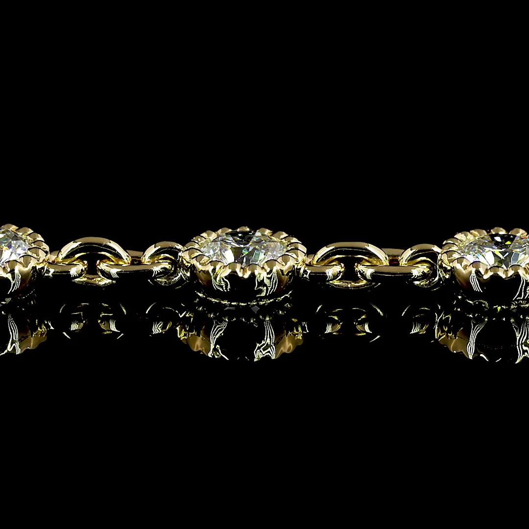 6.4 Cts 14k Yellow Gold Round Shape Station Necklace - Image 4