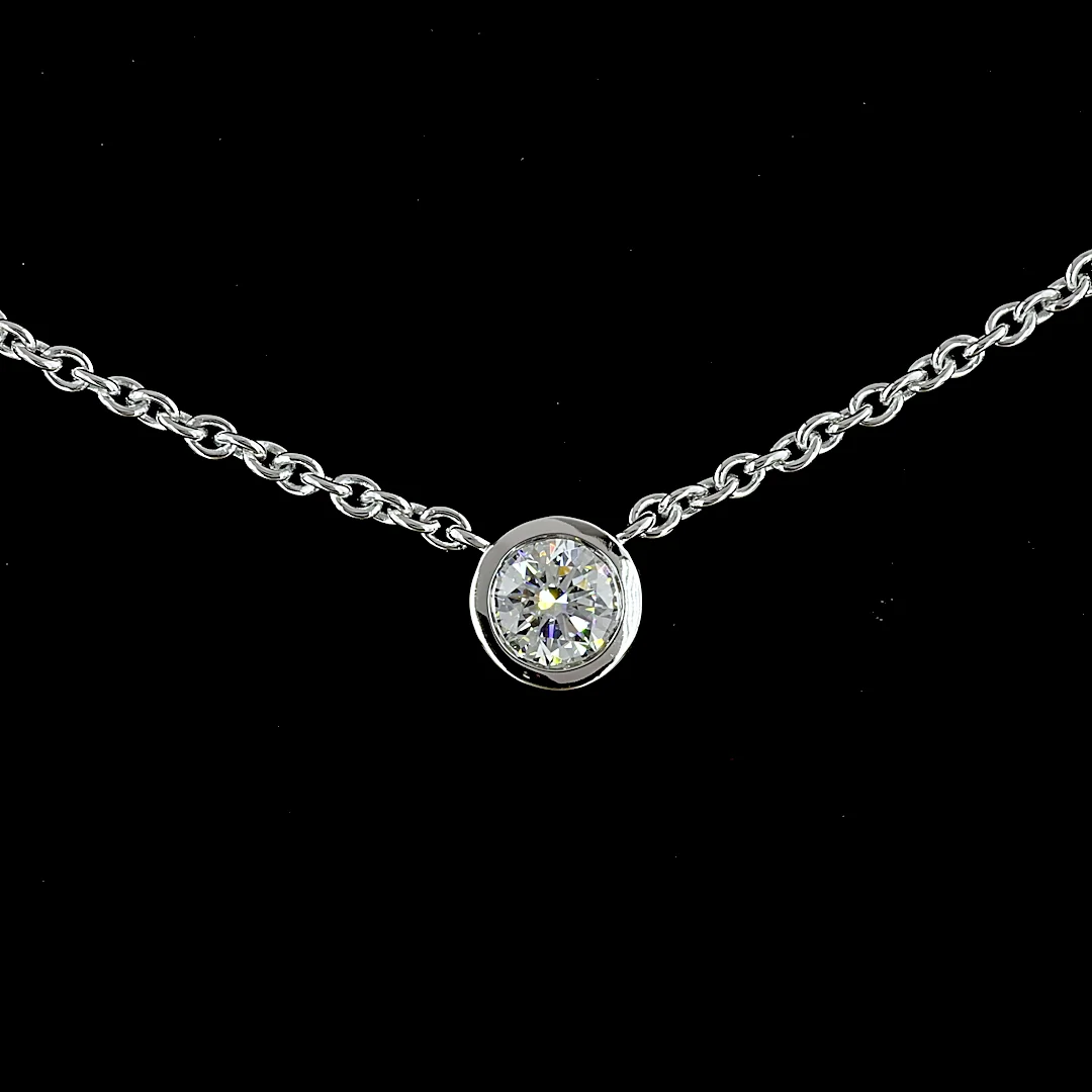2.87 Cts 14k White Gold Round Shape Station Necklace - Image 3