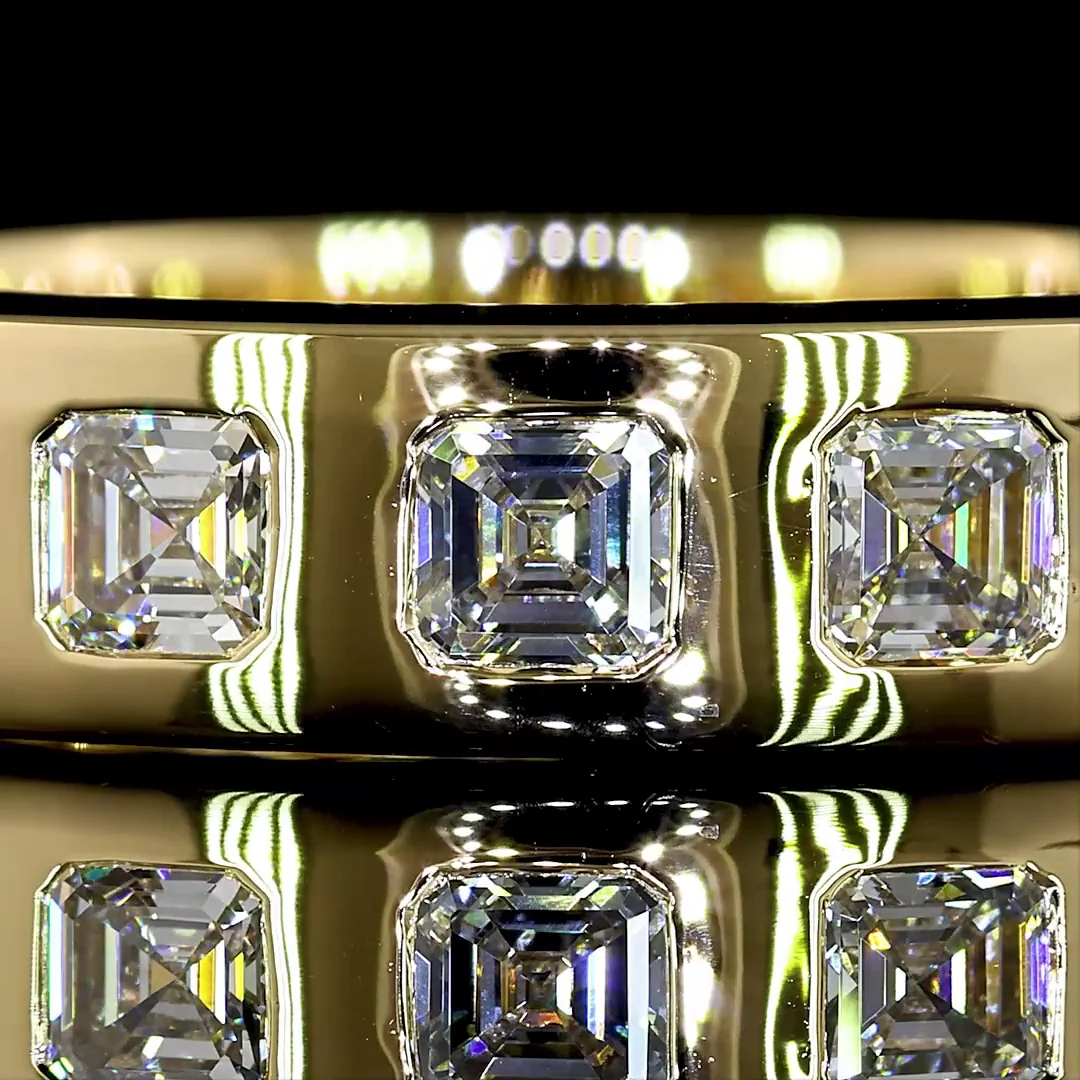 3.58 Cts 14k Yellow Gold Asscher Shape Eternity Band Eternity Band - Image 3