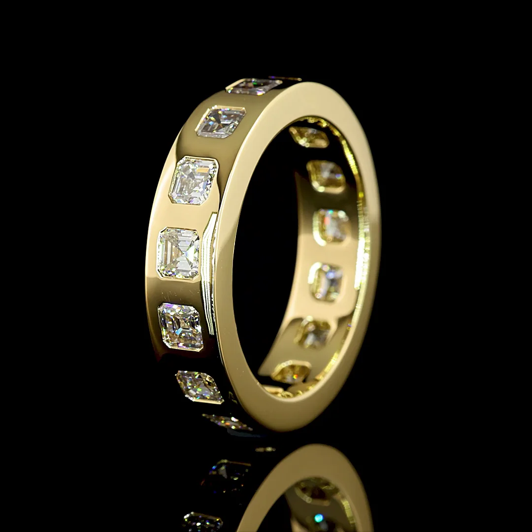 3.58 Cts 14k Yellow Gold Asscher Shape Eternity Band Eternity Band - Image 4