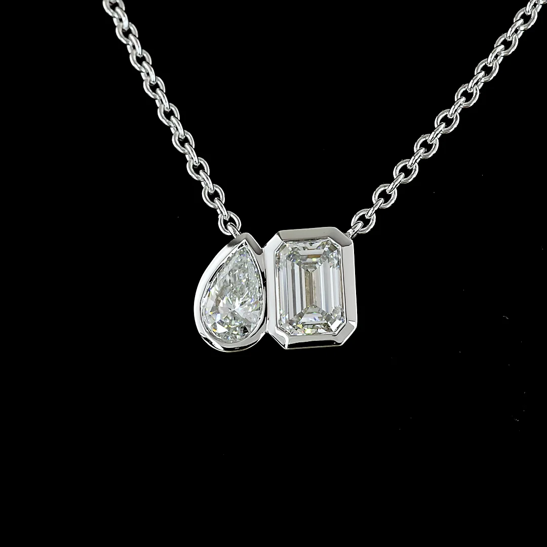 1.58 Cts 14k White Gold Mix Shape Pendant Pendant - Image 3