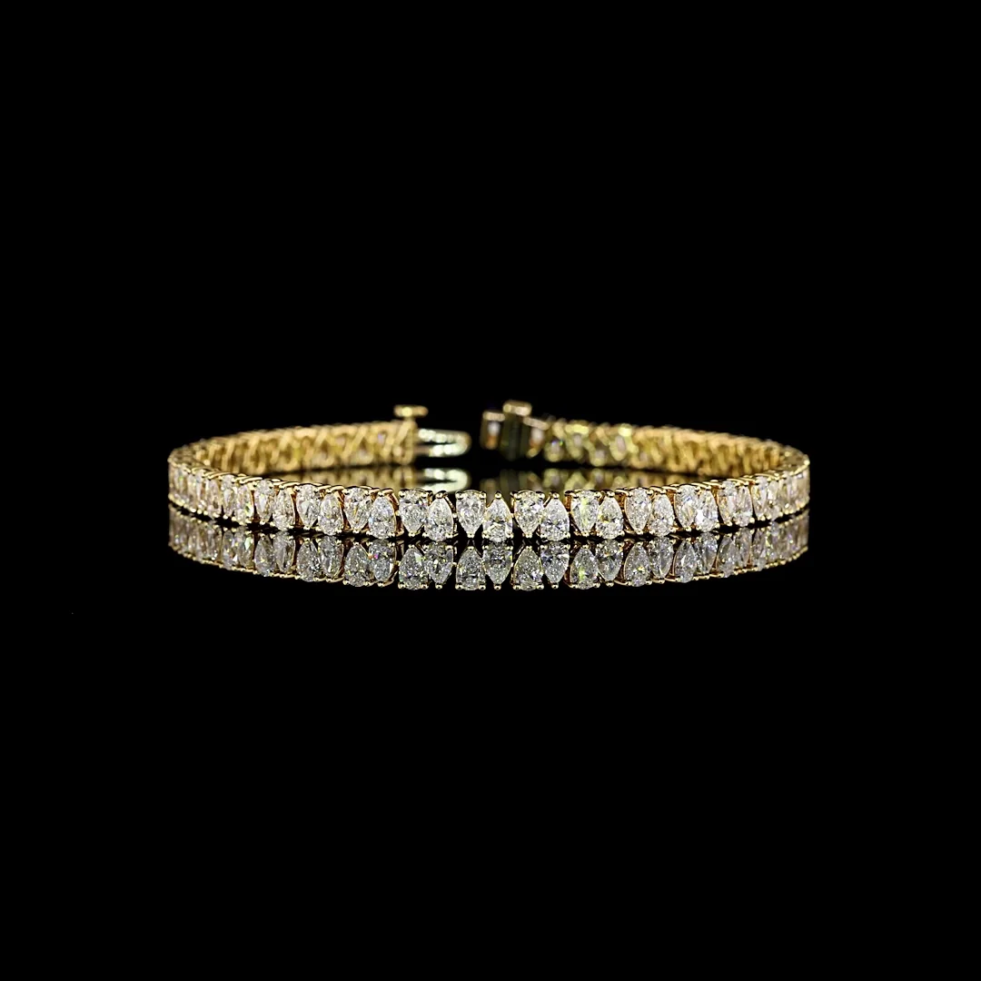 6.89 Cts 14k Yellow Gold Pear Shape Tennis Bracelet - Video