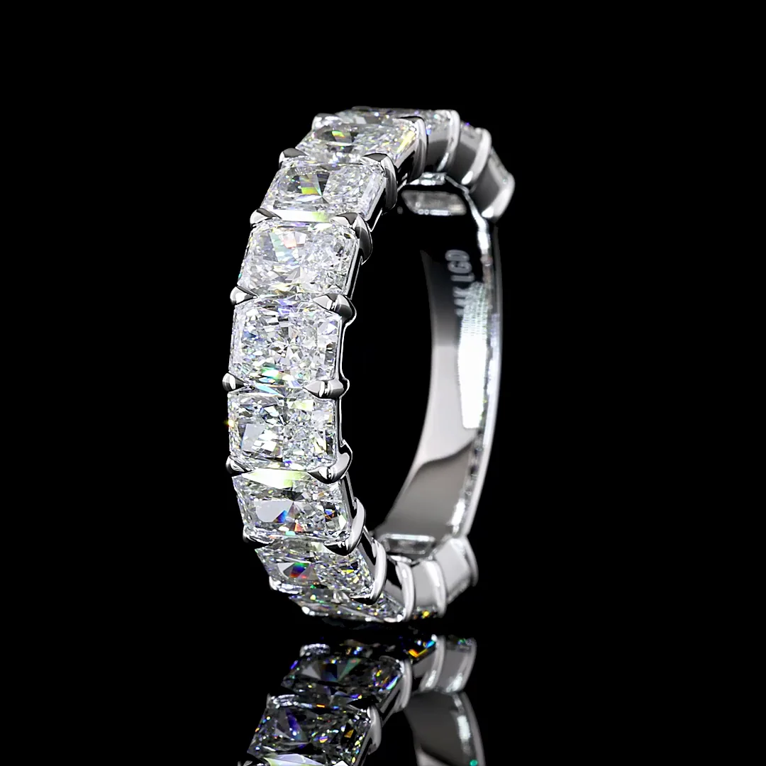 4.59 Cts 14k White Gold Radiant Shape 3/4 Band Eternity Band - Image 4