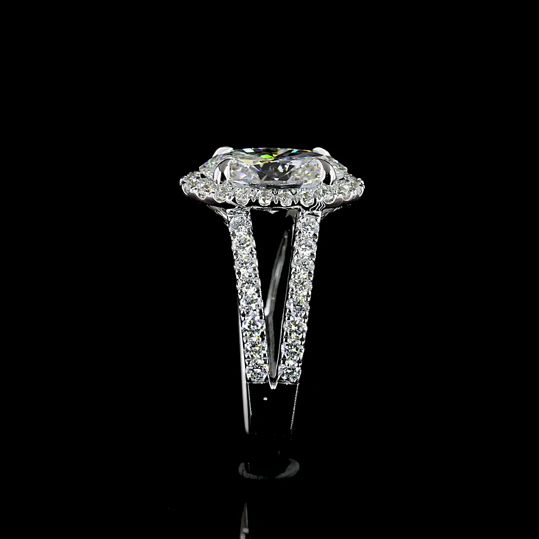 1.99 Cts 14k White Gold Oval Shape Split Shank Ring - Image 4