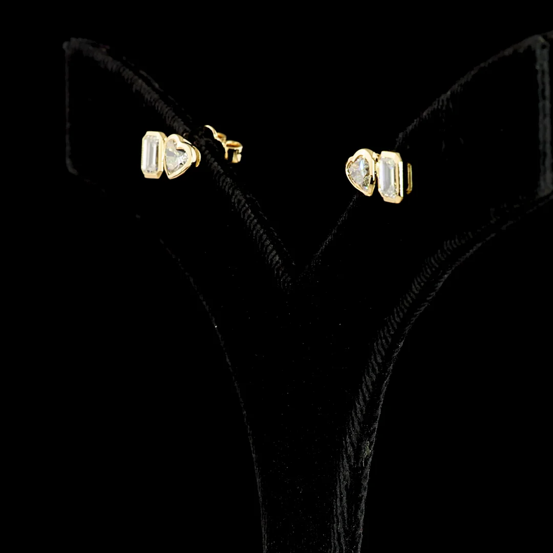 1.78 Cts 14k Yellow Gold Mix Shape Studs Earring - Image 4