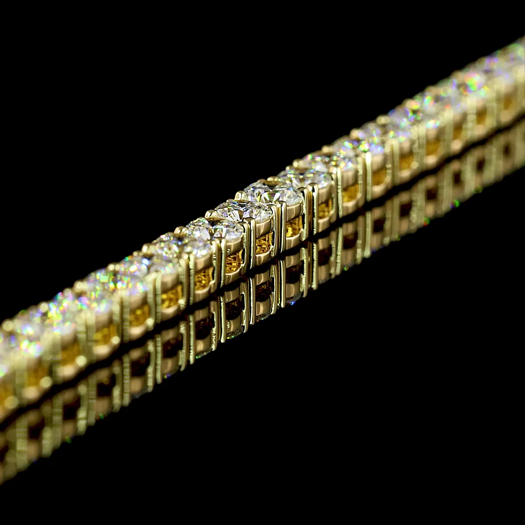 9.54 Cts 14k Yellow Gold Round Shape Tennis Necklace - Image 2