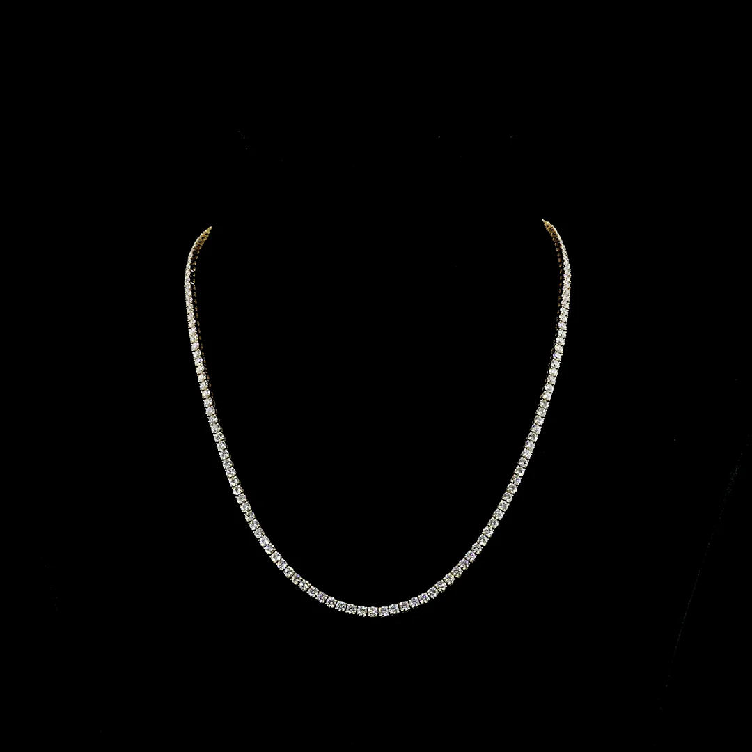 9.54 Cts 14k Yellow Gold Round Shape Tennis Necklace - Video