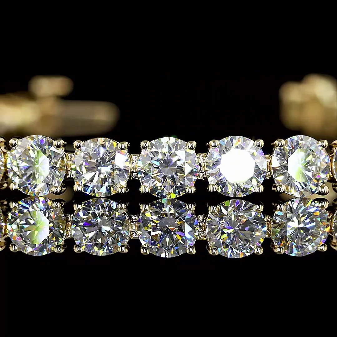 10.39 Cts 14k Yellow Gold Round Shape Tennis Bracelet - Image 2