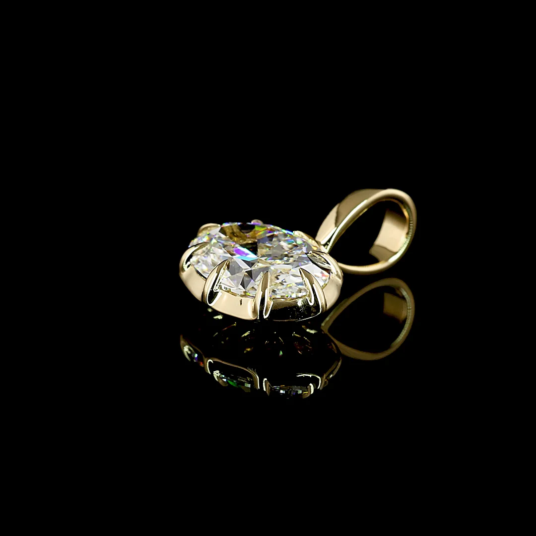 1.56 Cts 14k Yellow Gold Oval Shape Solitaire Pendant - Image 2