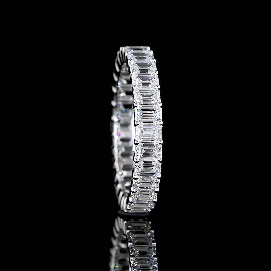 2.51 Cts 14k White Gold Emerald Shape Eternity Band Eternity Band - Image 2
