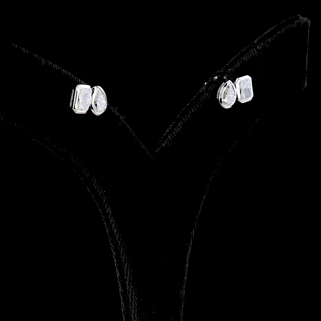 1.72 Cts 14k White Gold Mix Shape Studs Earring - Image 2
