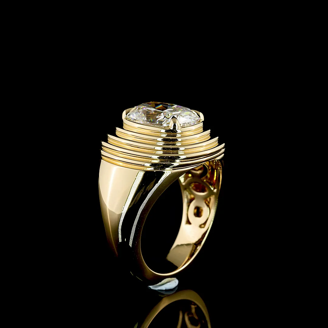 2.67 Cts 14k Yellow Gold Cushion Brilliant Shape Solitaire Ring - Image 4