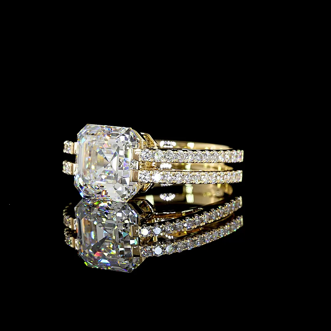 4.5 Cts 14k Yellow Gold Asscher Shape Special Ring - Image 2