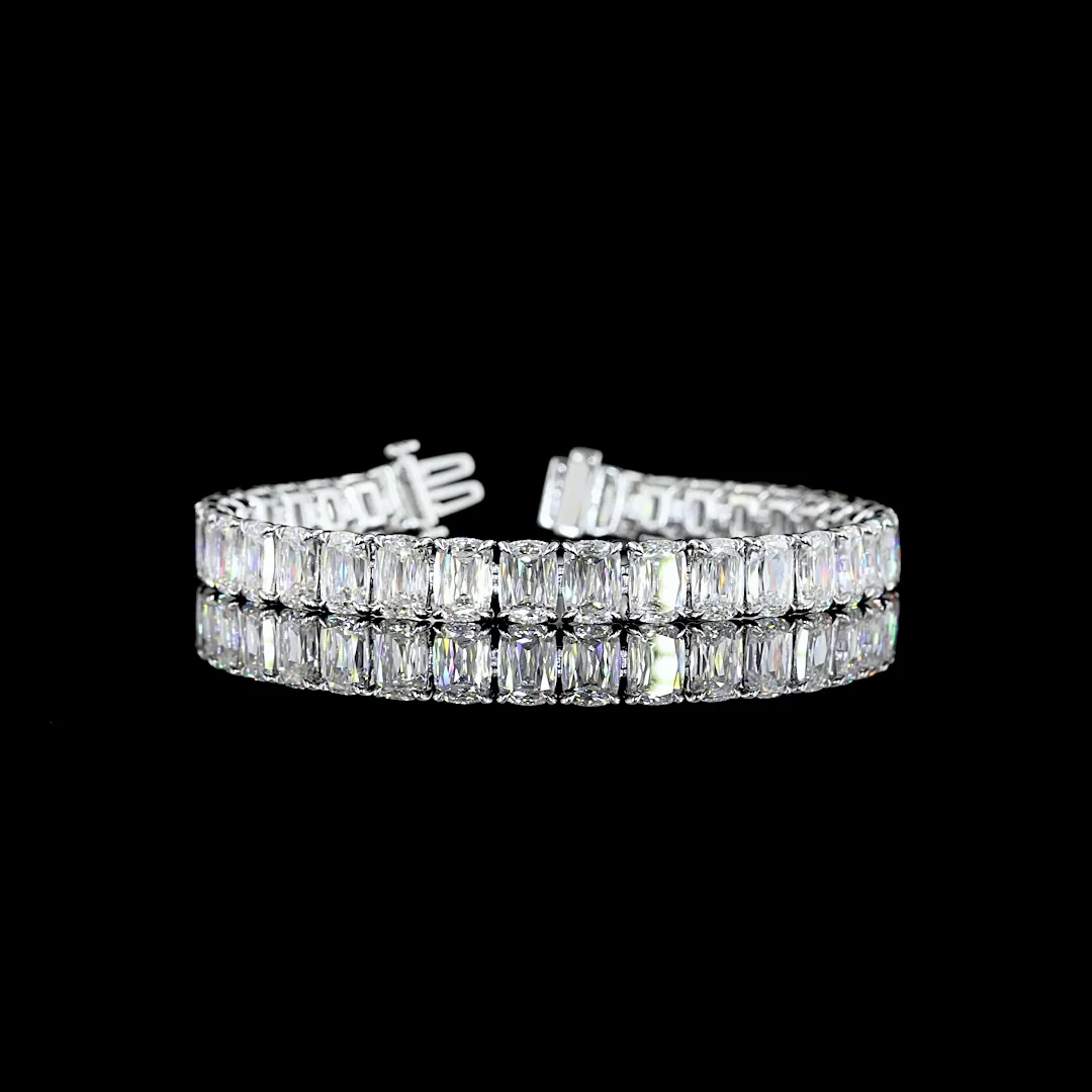 35.67 Cts 14k White Gold Radiant Modified Shape Tennis Bracelet - Video