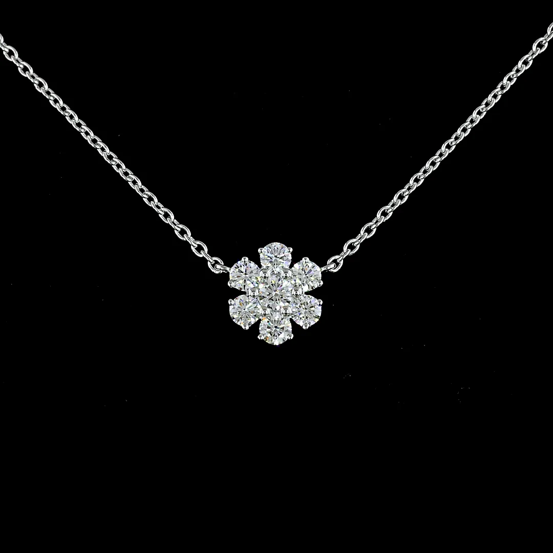 2.98 Cts 18k White Gold Round Shape Station Necklace - Image 3
