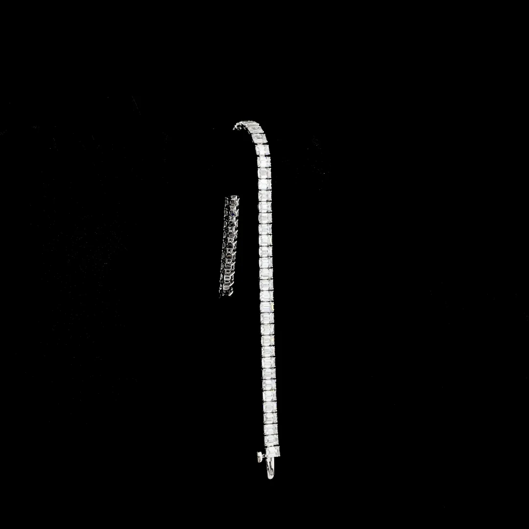 10.61 Cts 14k White Gold Emerald Shape Tennis Bracelet - Image 3