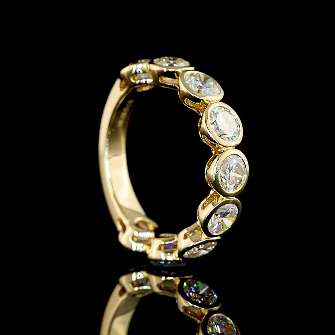 2.96 Cts 14k Yellow Gold Round Shape 3/4 Band Eternity Band - Image 2