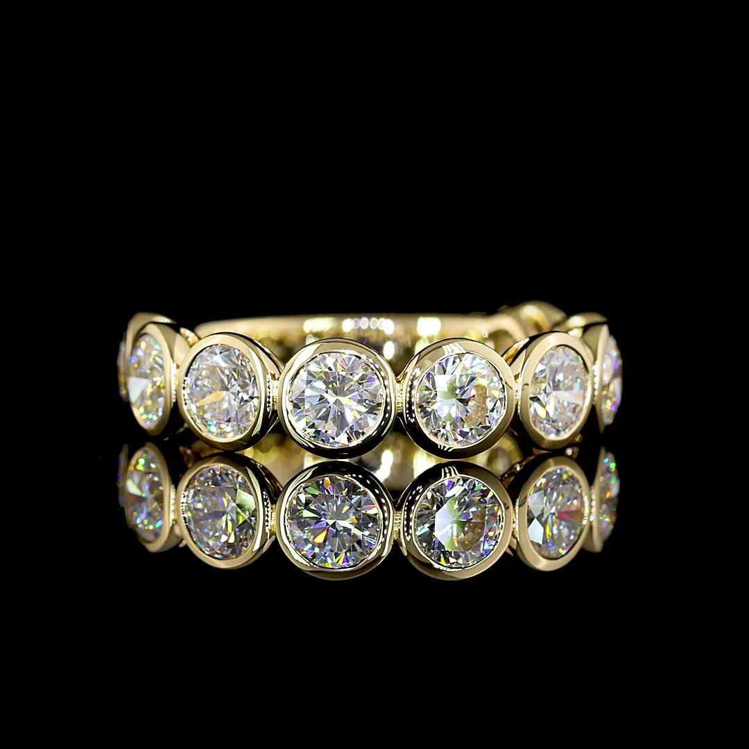 2.96 Cts 14k Yellow Gold Round Shape 3/4 Band Eternity Band - Video