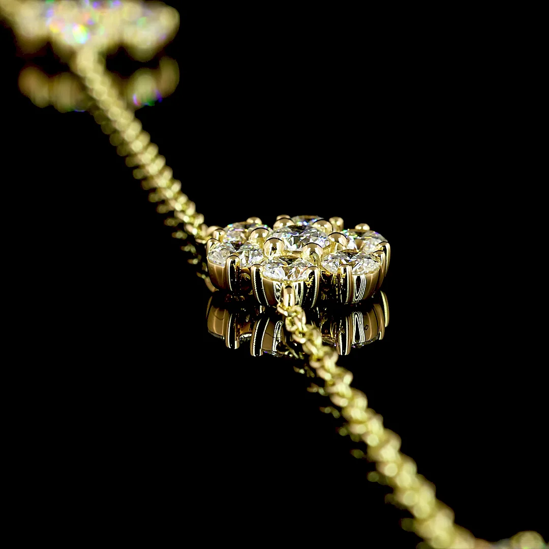 2.94 Cts 18k Yellow Gold Round Shape Station Necklace - Image 2