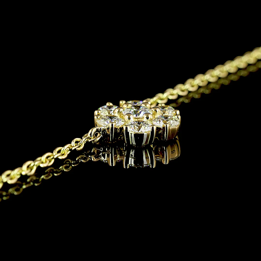 2.94 Cts 18k Yellow Gold Round Shape Station Necklace - Image 4