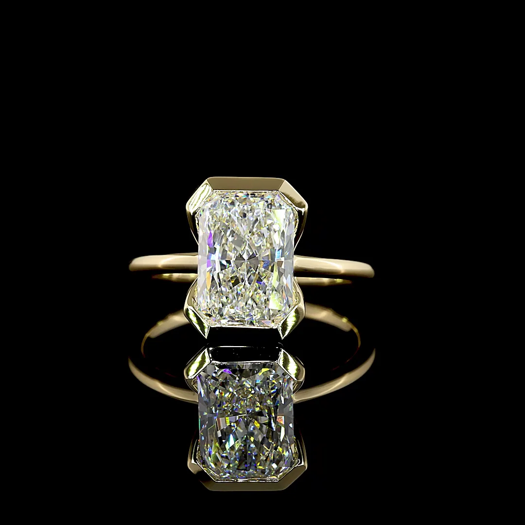 3.02 Cts 14k Yellow Gold Radiant Shape Solitaire Ring - Video