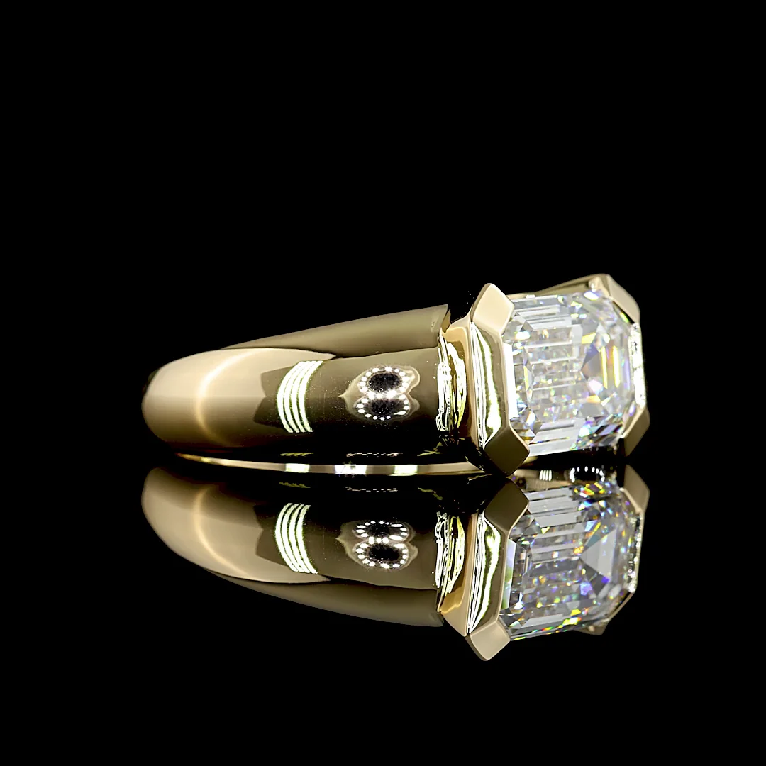 3.01 Cts 14k Yellow Gold Emerald Shape Solitaire Ring - Image 2