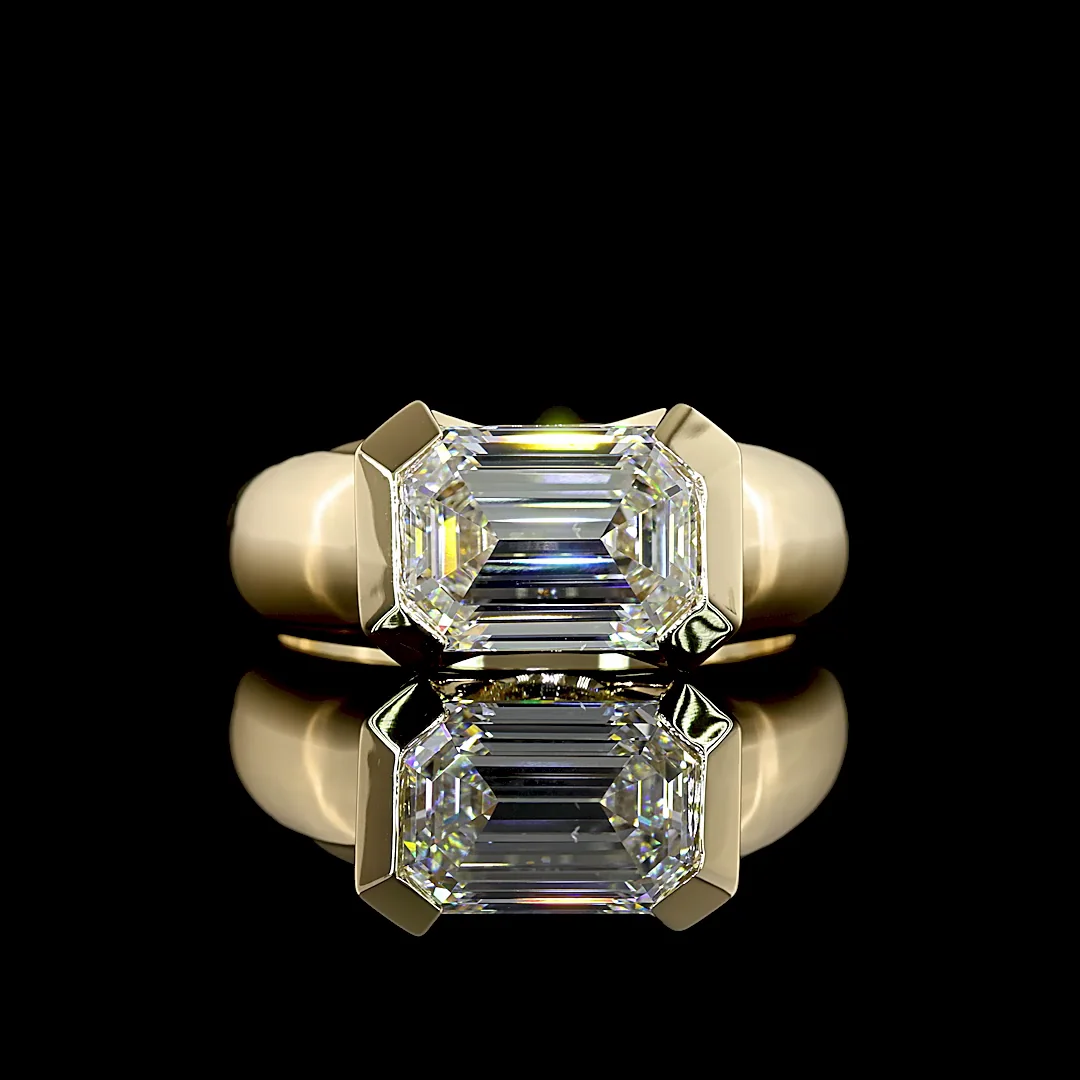 3.01 Cts 14k Yellow Gold Emerald Shape Solitaire Ring - Video