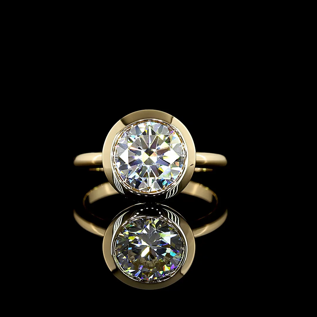 3.08 Cts 14k Yellow Gold Round Shape Solitaire Ring - Video