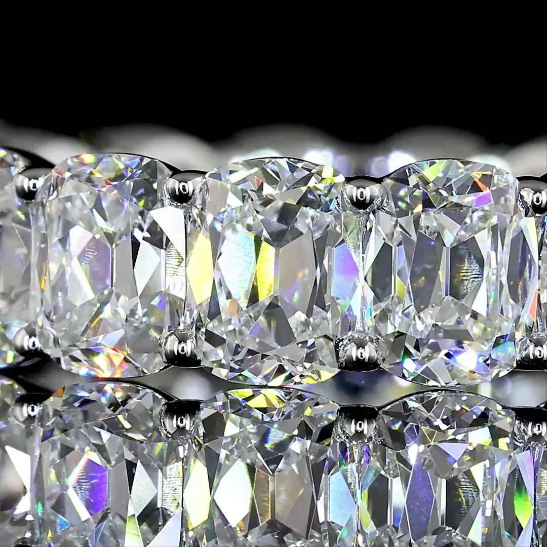 5.71 Cts 14k White Gold Antique Cushion Shape Eternity Band Eternity Band - Image 3