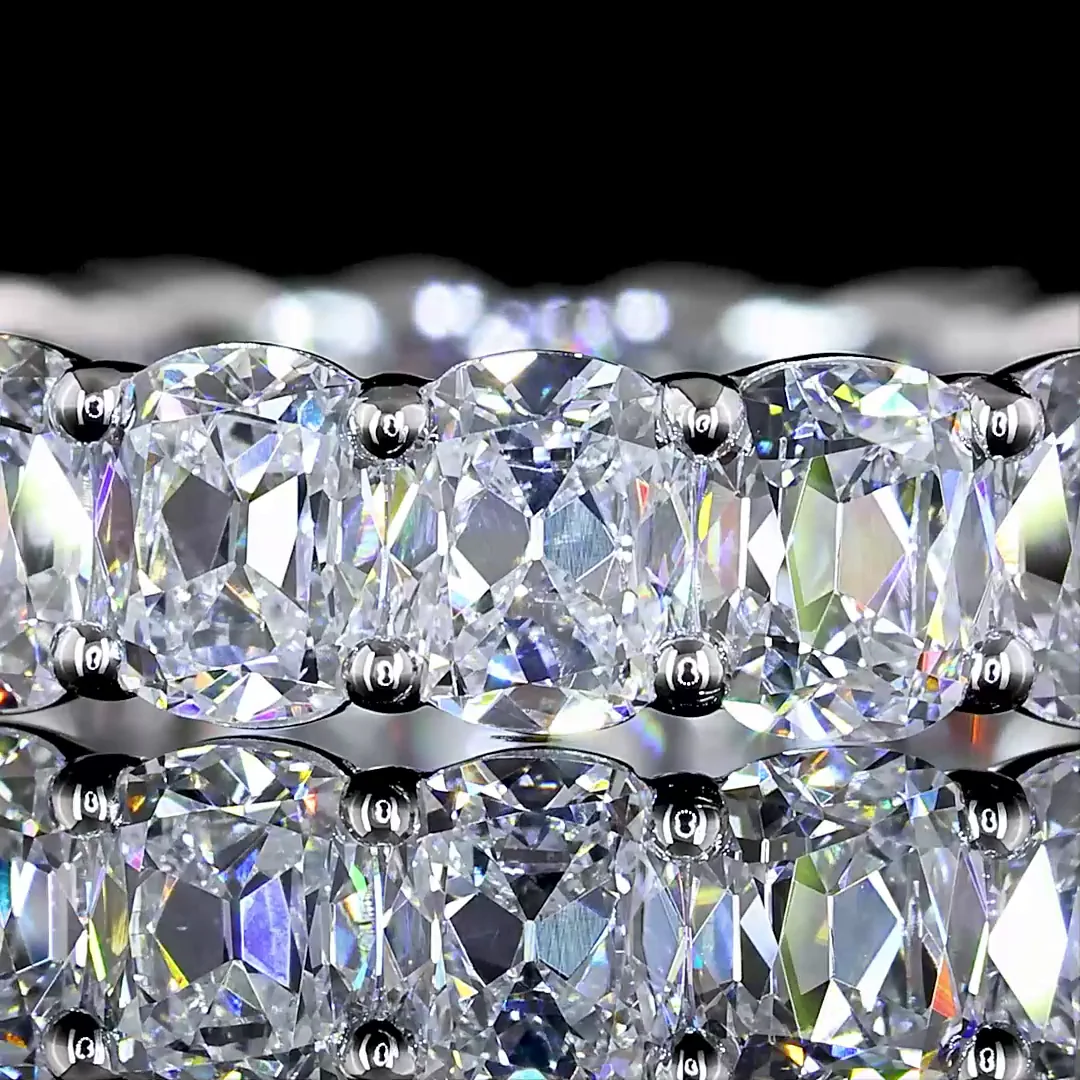 3.58 Cts 14k White Gold Antique Cushion Shape Eternity Band Eternity Band - Image 3