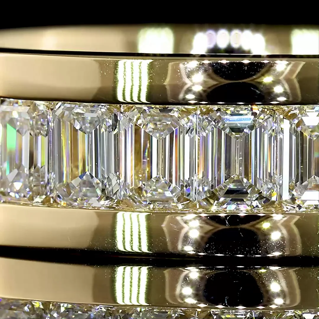 3.93 Cts 14k Yellow Gold Emerald Shape Eternity Band Eternity Band - Image 3