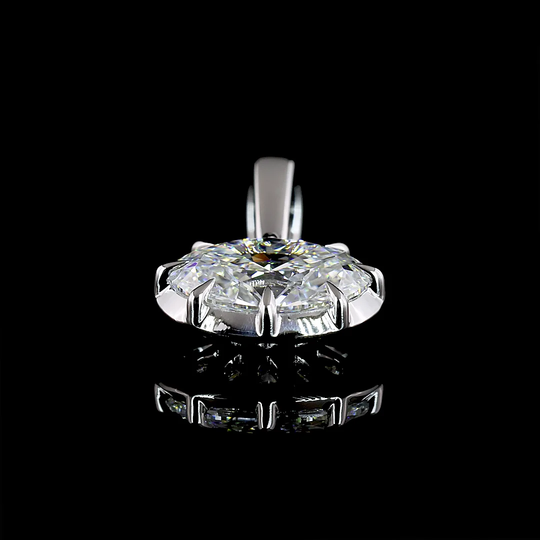 1 Cts 14k White Gold Oval Shape Solitaire Pendant - Video
