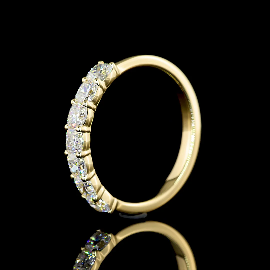 1.08 Cts 14k Yellow Gold Square Cushion Brilliant Shape 7 Stones Eternity Band - Image 4