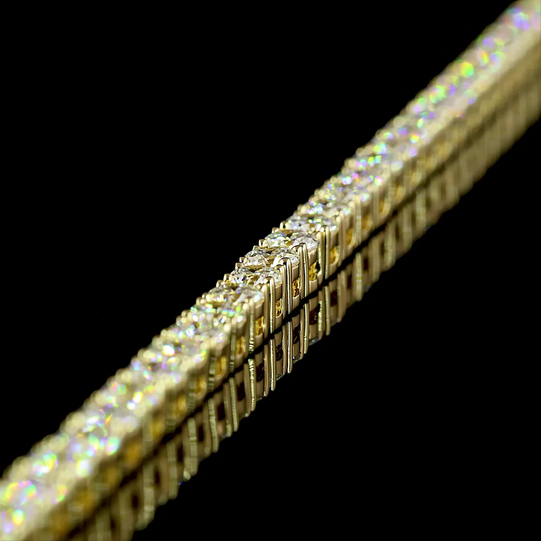 10.04 Cts 14k Yellow Gold Round Shape Tennis Necklace - Image 4