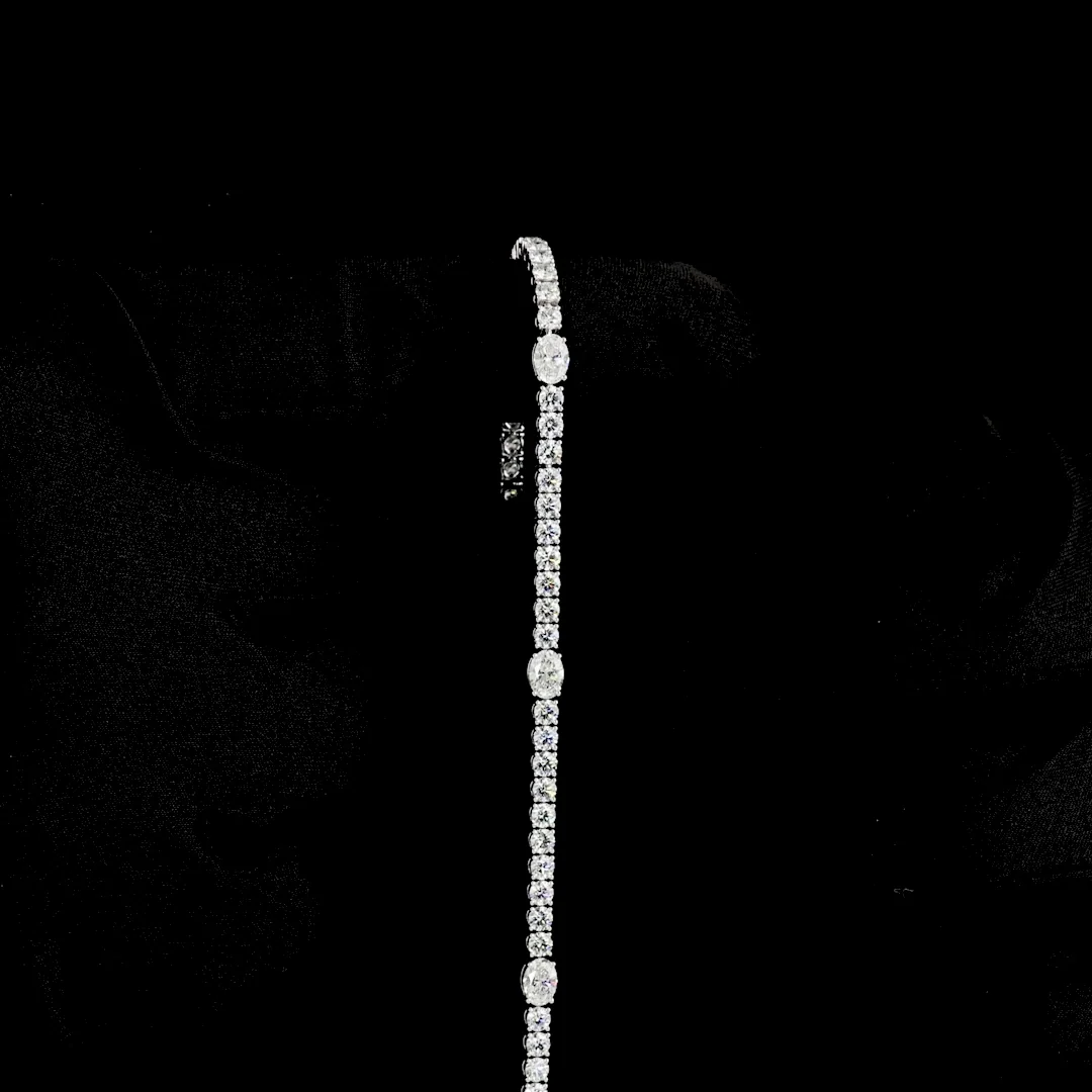 5.32 Cts 14k White Gold Mix Shape Station Line Tennis Bracelet - Image 3