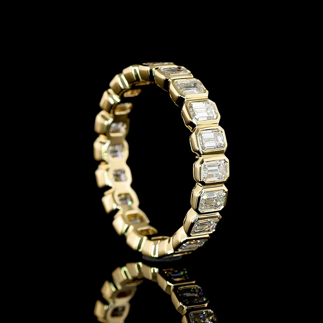 2.1 Cts 14k Yellow Gold Emerald Shape Eternity Band Eternity Band - Image 2